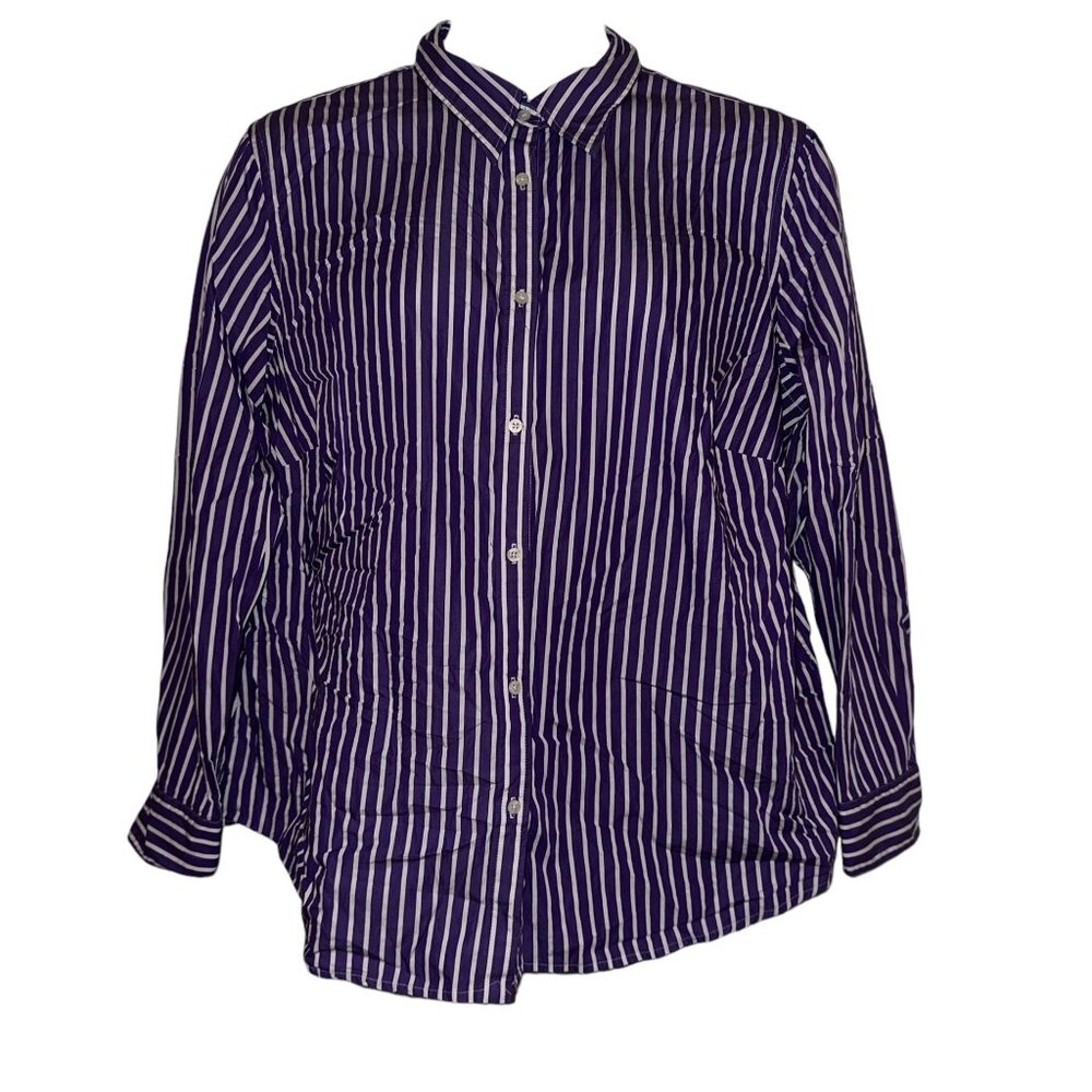 Lauren Ralph Lauren Plus Size Dress Shirt Womens 20W Blouse Button Front Purple